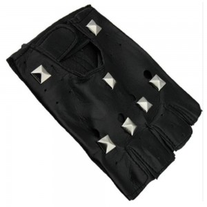 Manusi fara degete, negre, piele sintetica, capse patrate